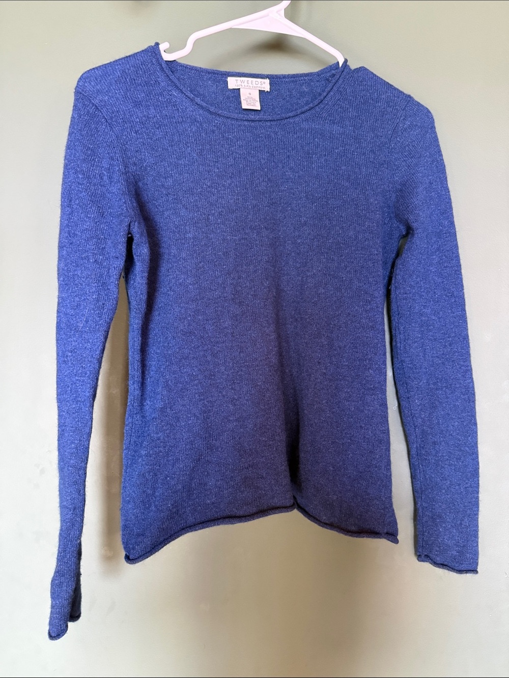Tweeds Indigo Blue Crewneck Long Sleeve Sweater